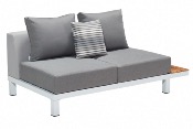 Canapé de jardin d'angle en aluminium et en teck, ORSY COSY